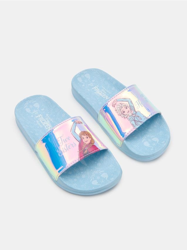Sinsay - Șlapi cu efect lucios Frozen - albastru-pal