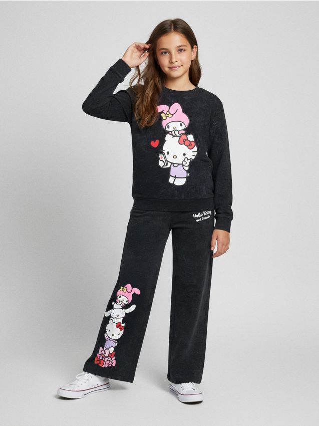 Sinsay - Tricou cu imprimeu Hello Kitty - negru