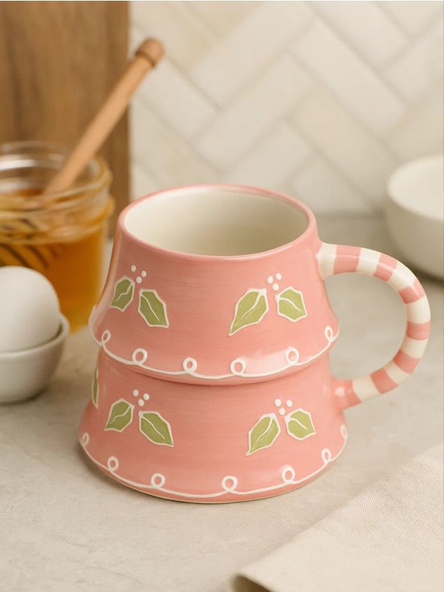 Sinsay - Cană cu motiv de sărbători - roz-pastel