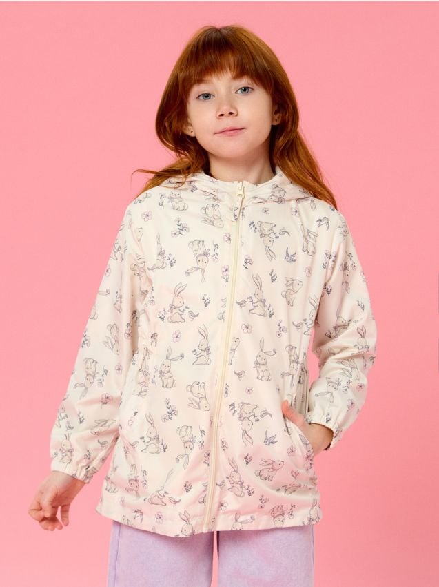 Sinsay - Palton cu glugă - crem