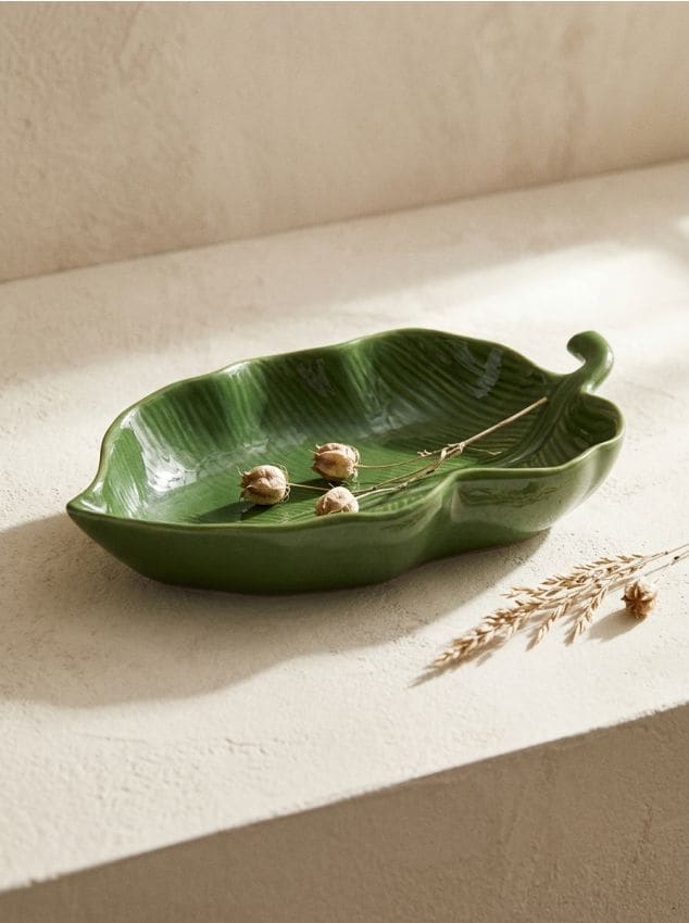 Sinsay - Tava decorativă în formă de frunză - verde-închis
