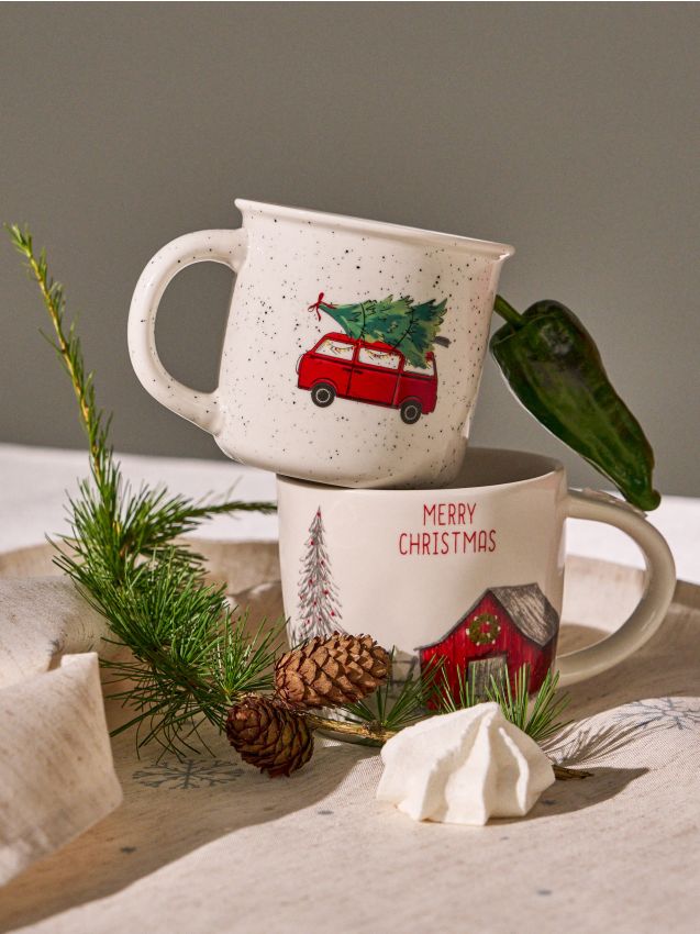 Sinsay - Keramický hrnček s uškom s vianočným motívom - viacfarebná