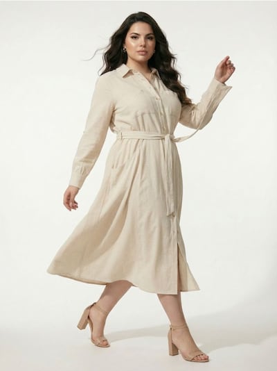Φόρεμα-πουκάμισο από βισκόζη με μείγμα λινού