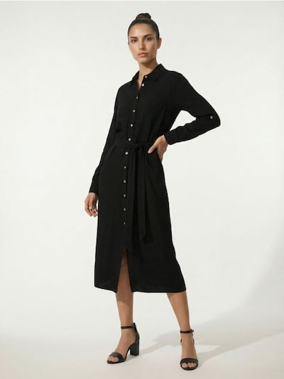 Φόρεμα-πουκάμισο από βισκόζη με μείγμα λινού