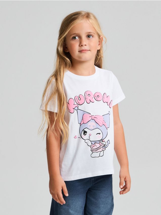 Sinsay - Tricou din bumbac cu imprimeu Kuromi - alb