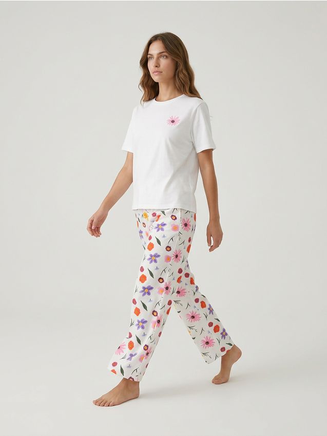 Sinsay - Pijama din două piese cu motiv floral - multicolor