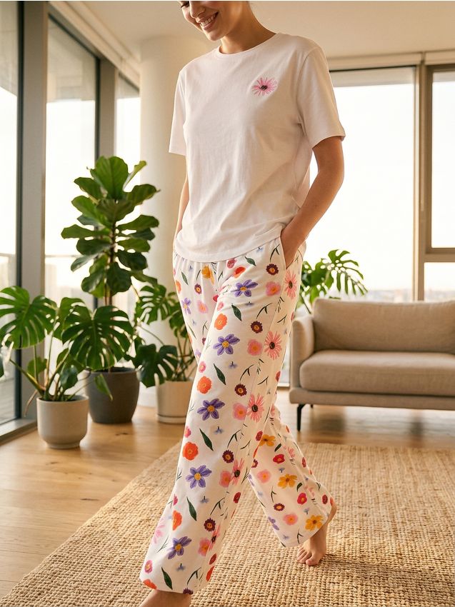 Sinsay - Pijama din două piese cu motiv floral - multicolor