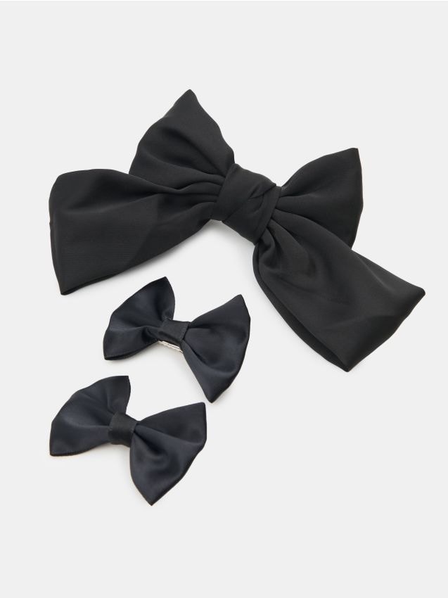 Sinsay - Set agrafe de păr în formă de fundă 3 pack - negru