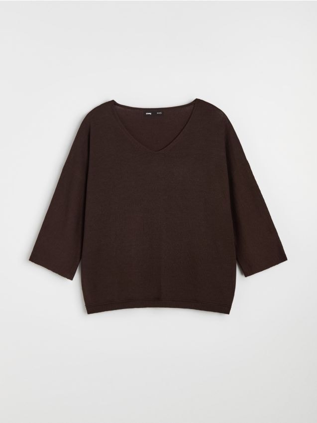 Sinsay - Pulover oversize cu mâneci kimono, cu amestec de lână - dark grey jeans