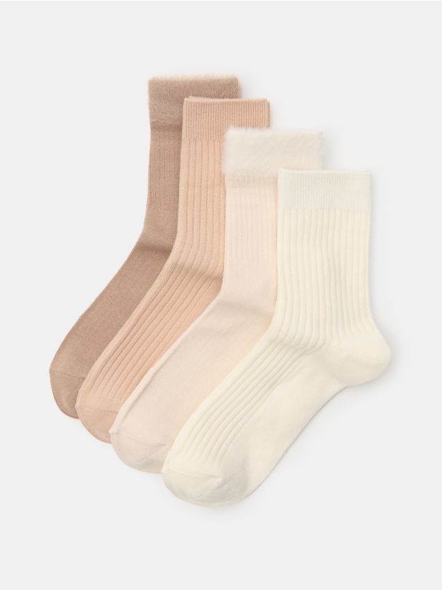 Sinsay - Dlhé ponožky 4 pack - béžová