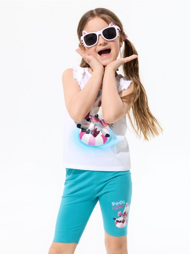 Sinsay - Pantaloni scurți tip colant din bumbac cu imprimeu Gabbys Dollhouse - multicolor