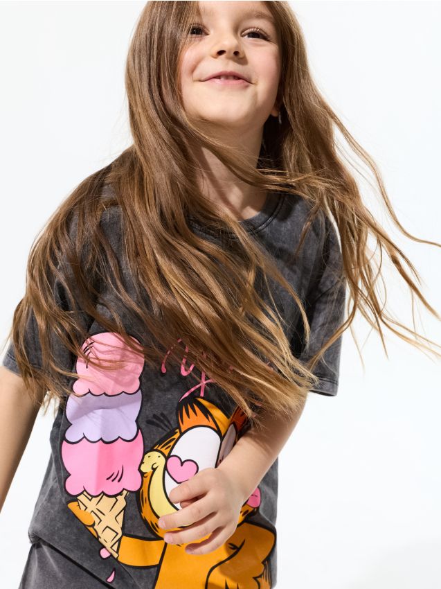 Sinsay - Tricou din bumbac cu imprimeu Garfield - negru
