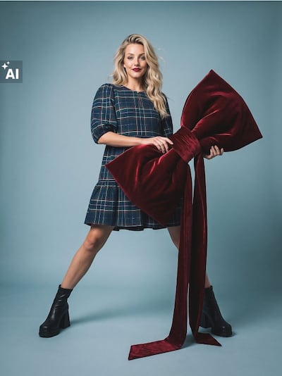 Babydoll mini obleka s škotskim karirastim vzorcem