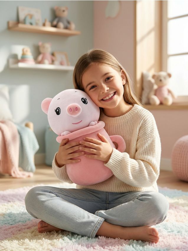 Sinsay - Jucărie de pluș porc într-o cană - roz-pastel