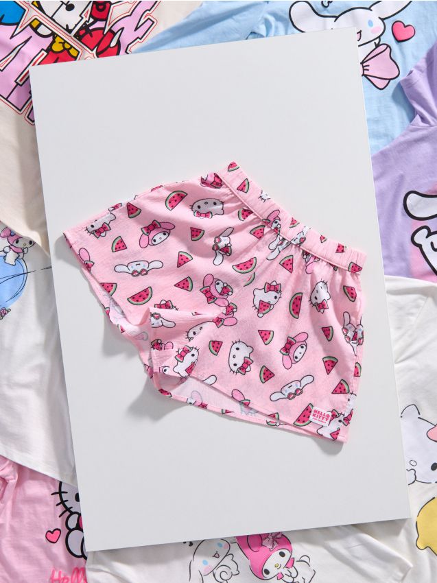 Sinsay - Pantaloni scurți cu model Hello Kitty - roz-pastel