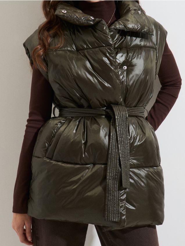 Sinsay - Pikowana kamizelka puffer - zielony