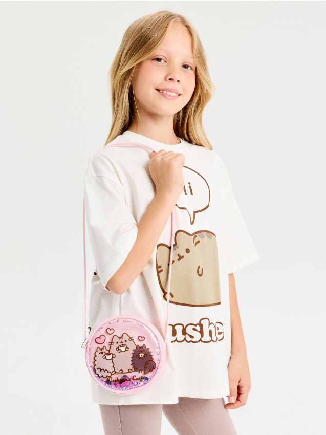 Sinsay - Geantă cu sclipici Pusheen the Cat - roz-pastel