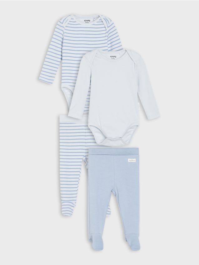 Sinsay - Set Din Bumbac: Body Și Pantaloni 2 pack - albastru-pal