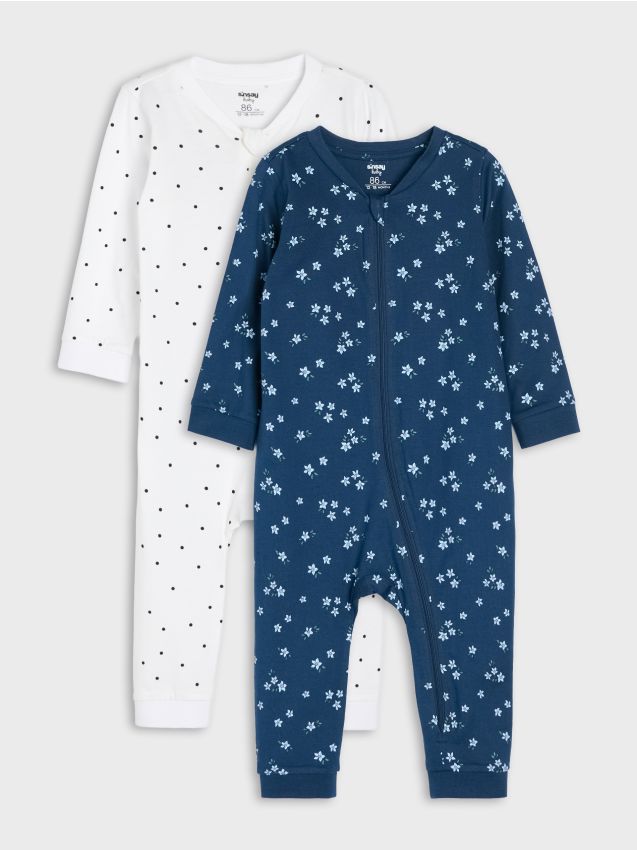 Sinsay - Salopete Din Bumbac Cu Motiv Floral 2 pack - bleumarin