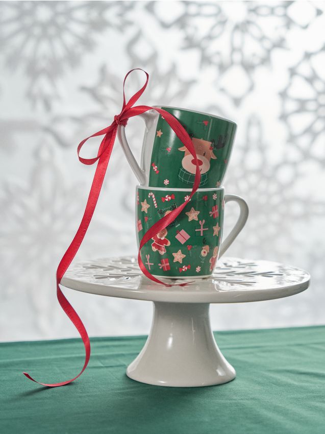 Sinsay - Hrníčky so vianočným potlačou 2 pack - zelená