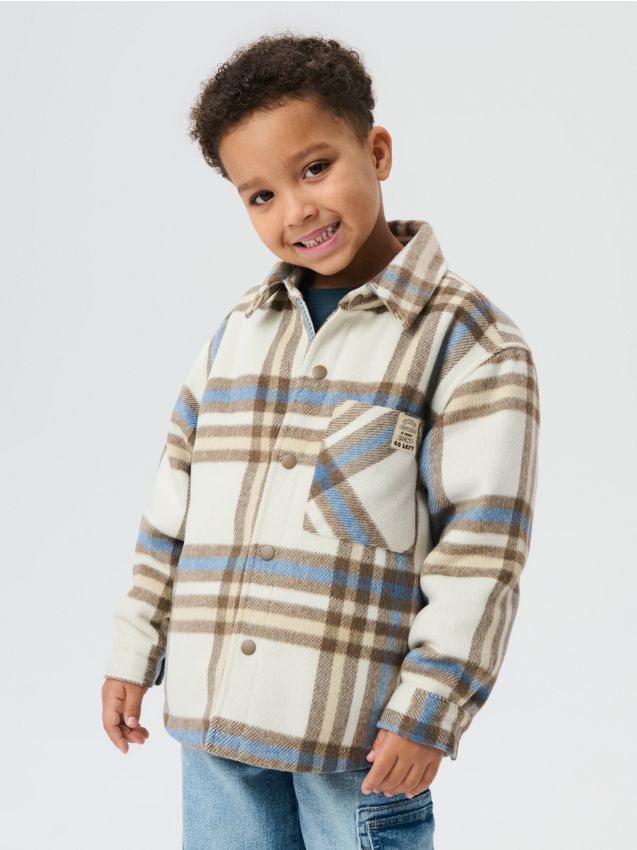 Sinsay - Jachetă shacket ecosez - bej