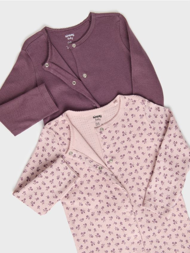 Sinsay - Salopete Din Bumbac Cu Motiv Floral 2 pack - mov