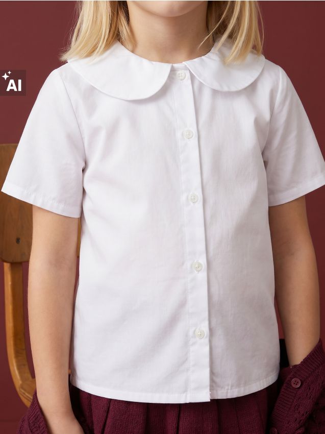 Sinsay - Cămașă din poplin de bumbac cu guler decorativ - alb