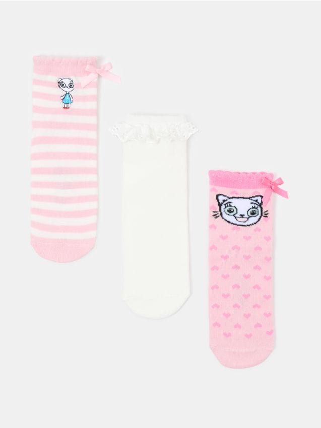 Sinsay - Șosete cu aplicații decorative 3 pack Kitty Kotty - multicolor
