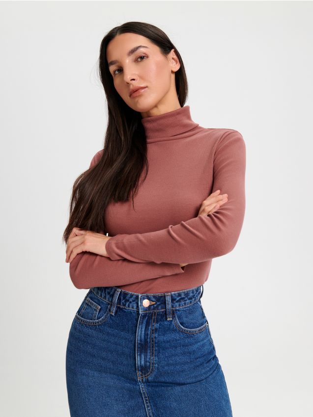 TOM TAILOR Damen T-Shirt Mit Rollkragen & Rippstruktur - Kurzarm, Aus Baumwolle Mit Stretch