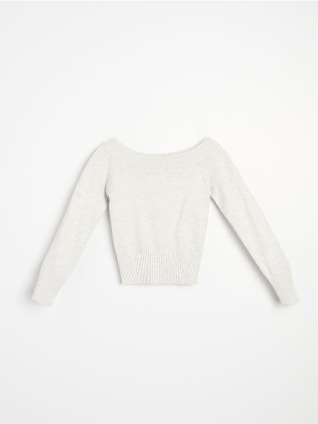 Sinsay - Sweter off shoulder - szary