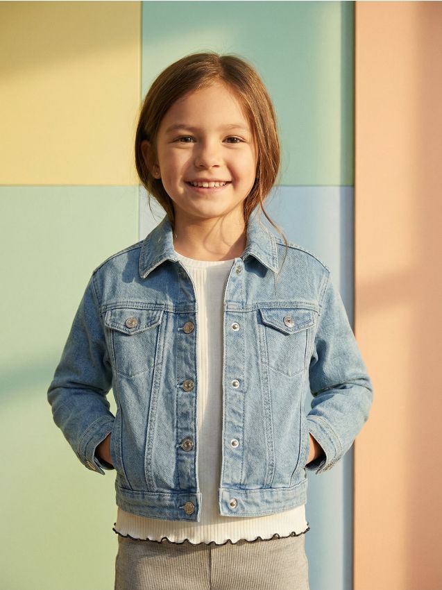 Sinsay - Jachetă din denim cu imprimeu unicorn - albastru