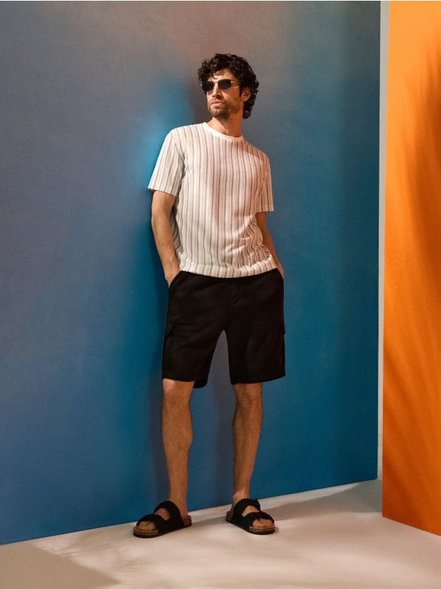 Sinsay - Tricou cu dungi și amestec de viscoză - verde-pal