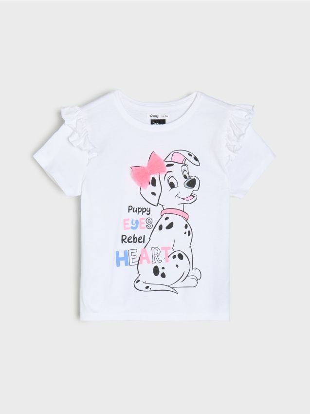 Sinsay - Tricou din bumbac cu imprimeu 101 Dalmatians - alb