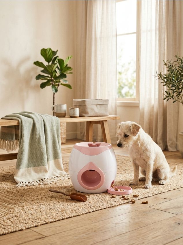 Sinsay - Bol educativ - dozator de hrană pentru câini și pisici - roz-pastel