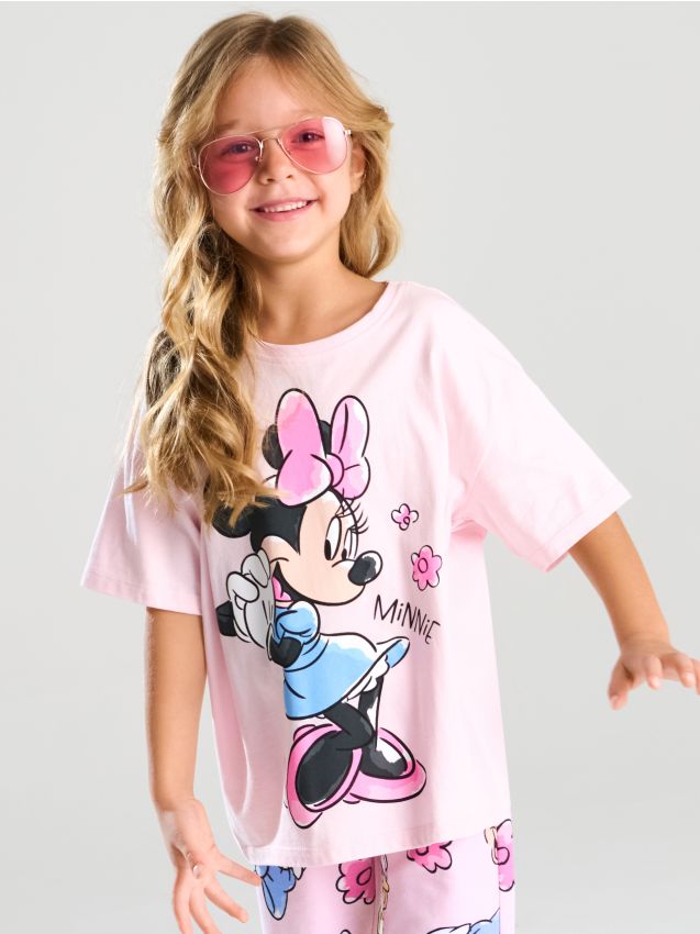 Sinsay - Tricou din bumbac cu imprimeu Minnie Mouse - roz-pastel
