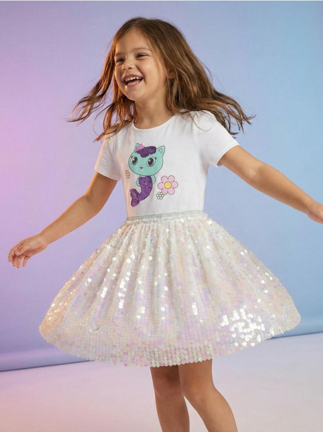 Sinsay - Sukienka babydoll z połyskującymi cekinami Gabby's Dollhouse - wielobarwny