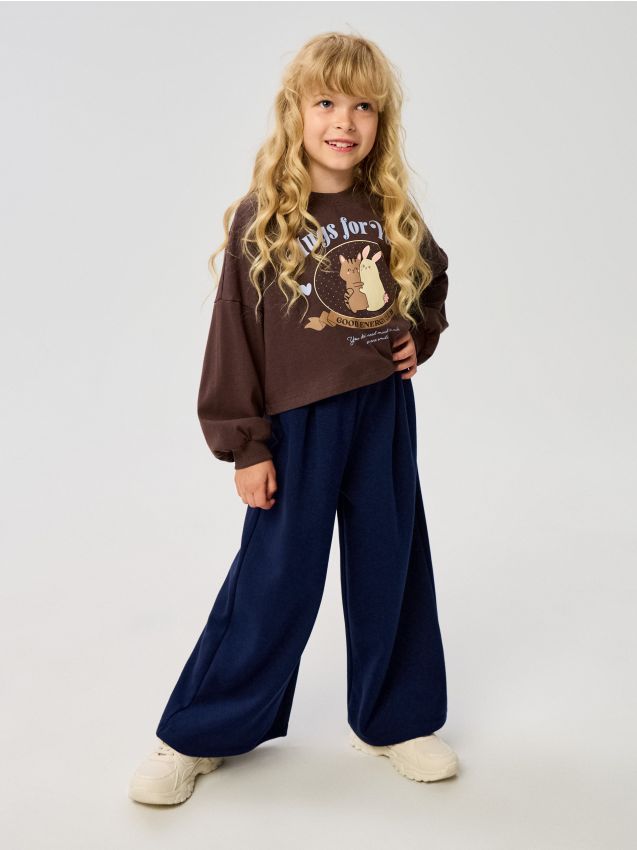 Sinsay - Set Trening din Bumbac: Bluza cu Imprimeu și Pantaloni Largi - multicolor
