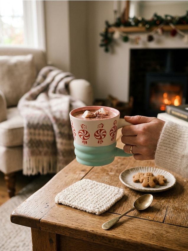 Sinsay - Cană de Crăciun cu motiv de bomboane - alb