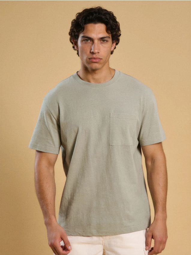 Sinsay - Tricou cu adaos de in - verde-pal