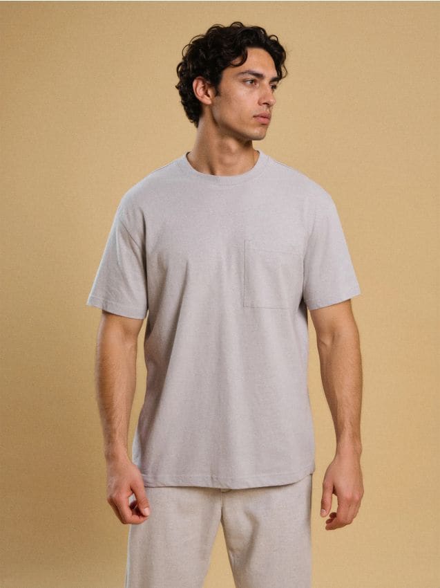 Sinsay - Tricou cu adaos de in - gri deschis