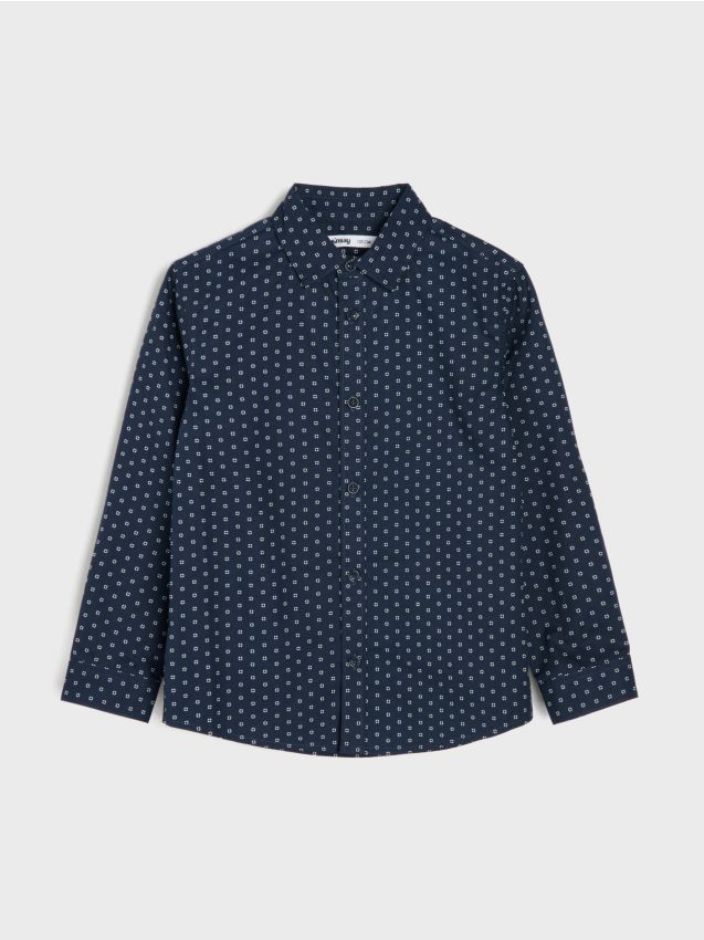 Sinsay - Cămașă din poplin de bumbac - bleumarin