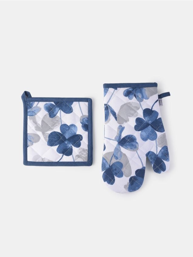 Sinsay - Mănușă și suport de bucătărie cu motiv vegetal - indigo