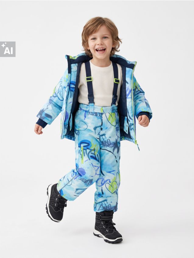 Sinsay - Pantaloni de schi impermeabili cu imprimeu graffiti și elemente reflectorizante - multicolor