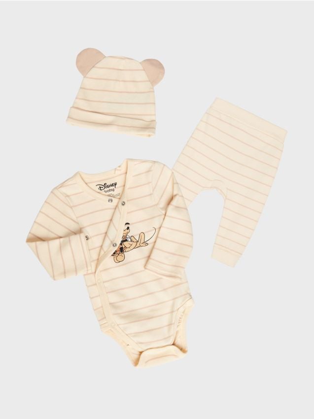Sinsay - Set tricotat din bumbac cu imprimeu Mickey Mouse - crem