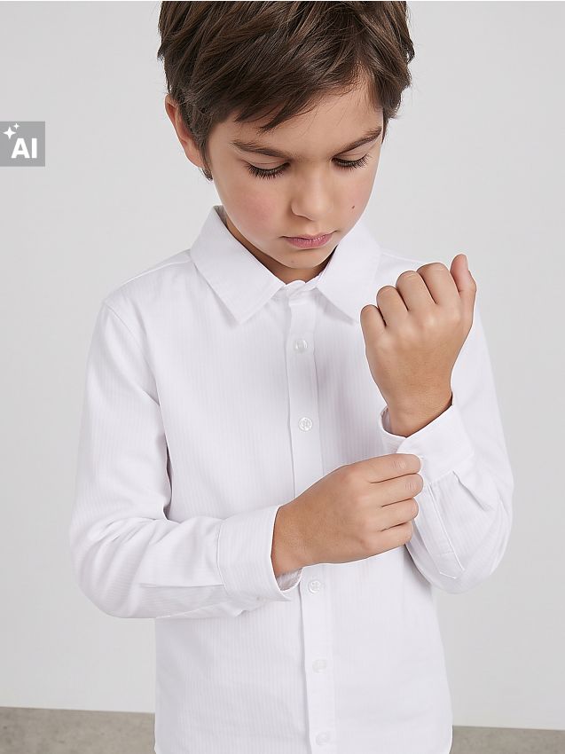 Sinsay - Cămașă basic din bumbac striat - alb