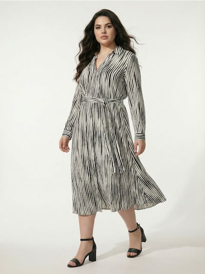 Wiskozowa koszulowa sukienka midi w paski