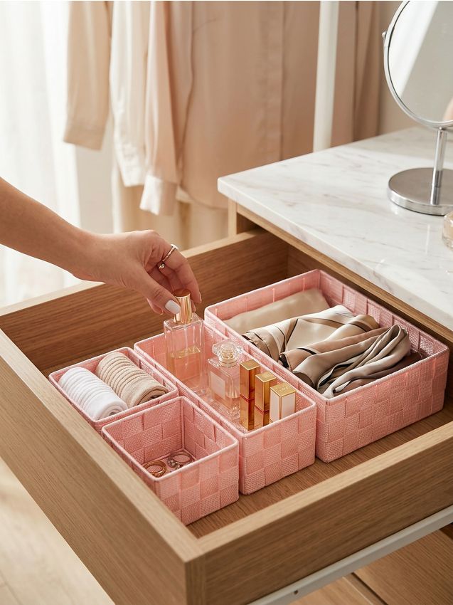 Sinsay - Organizatoare împletite 4 pack - roz-pastel