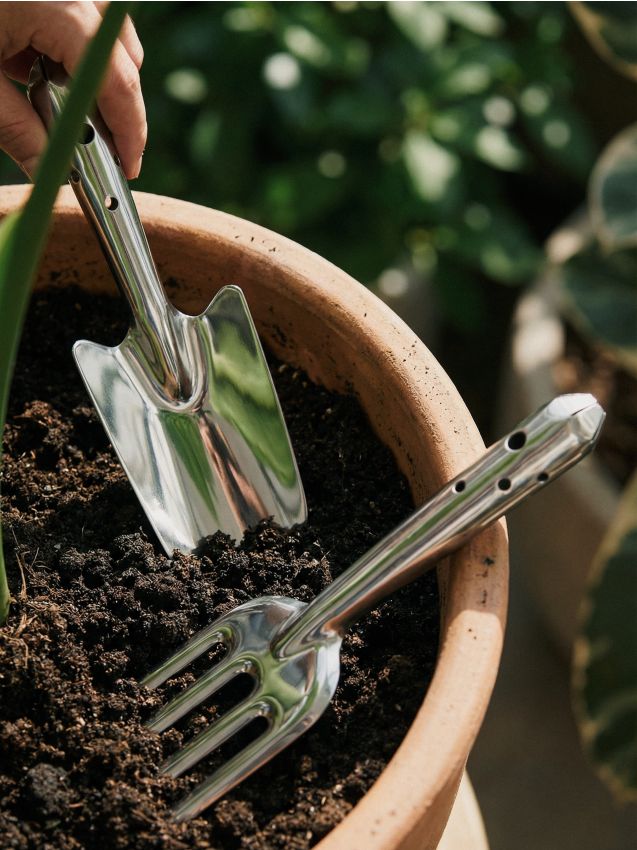 Sinsay - Set: lopățică și greblă 2 pack - argintiu