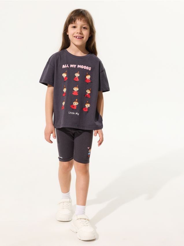 Sinsay - Tricou din bumbac cu imprimeu Little My Moomins - gri-închis