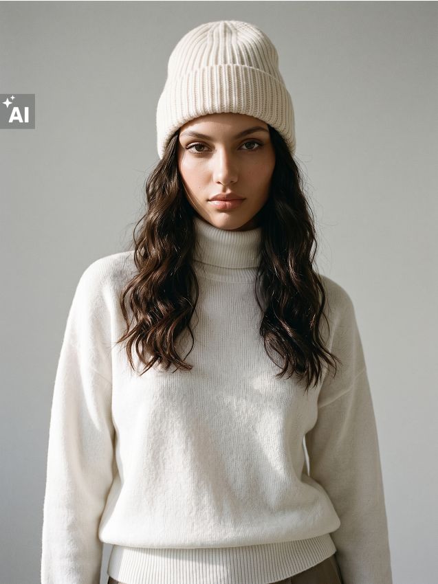 Sinsay - Căciulă Beanie cu Vâscoză - crem